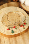 Gold Christmas Candy Cane Beading Pendant Bracelet