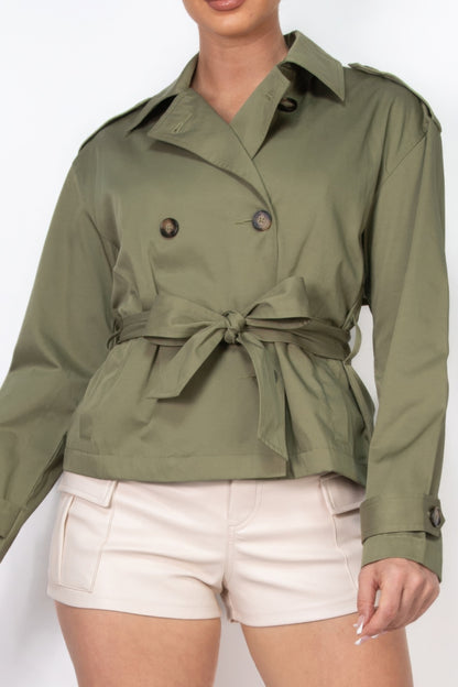 Double-breasted Waist-tie Trench Coat