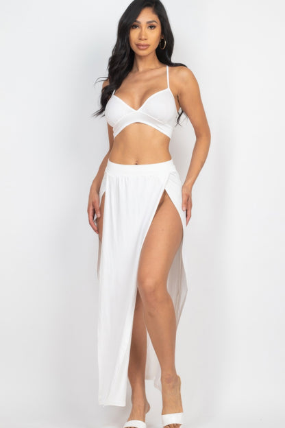 Bra Top & Side Slit Maxi Skirt