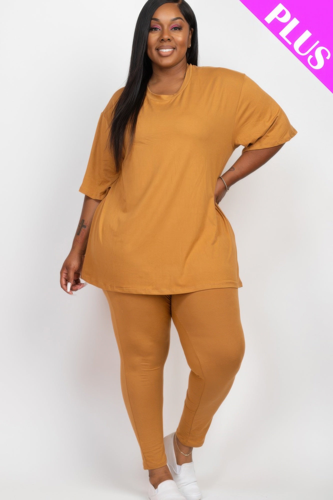 Plus Size Oversized T-shirt & Leggings Set