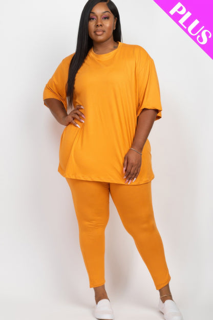 Plus Size Oversized T-shirt & Leggings Set