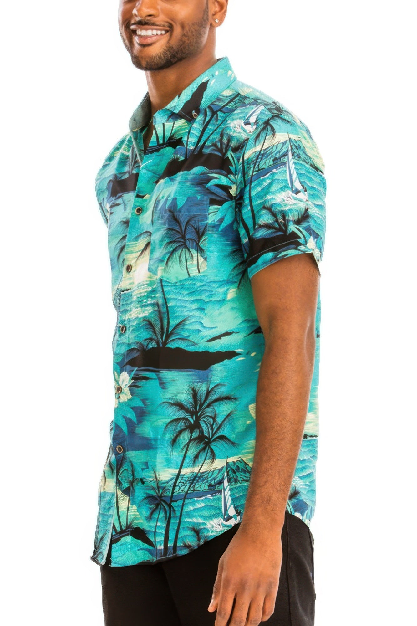 Hawaiian Print Button Down Shirt