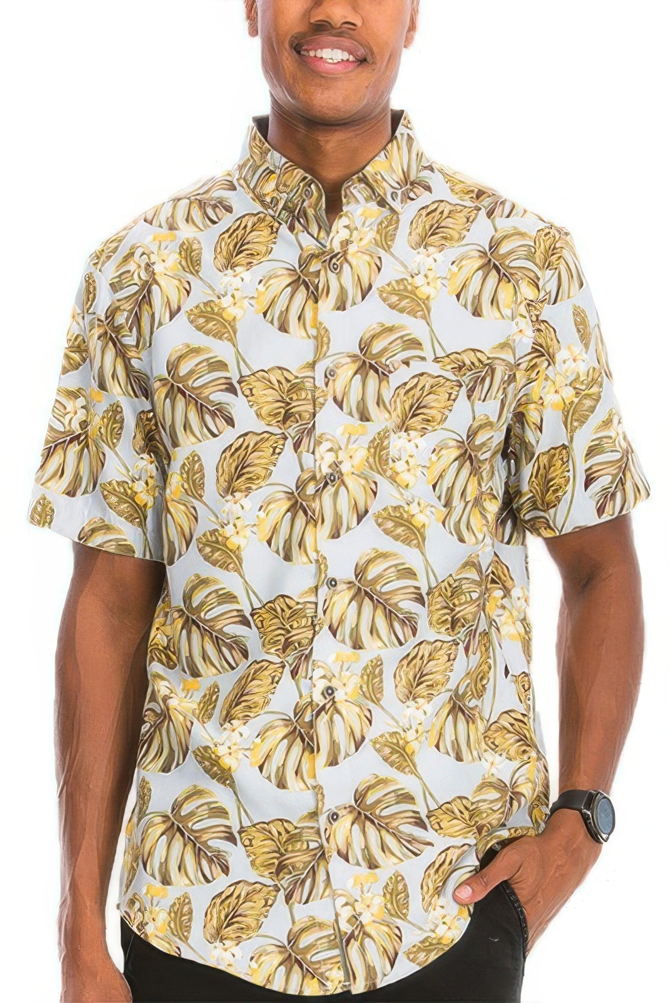 Hawaiian Print Button Down Shirt