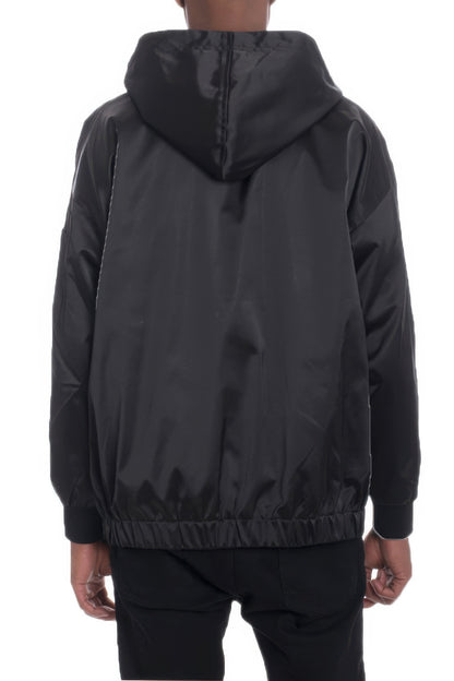 Satin Full Zip Hooded Windbreaker