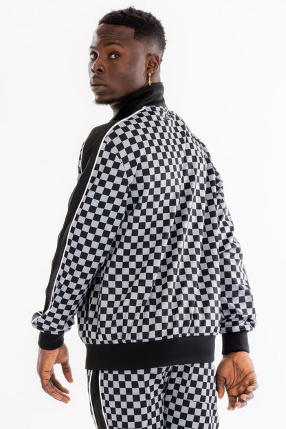 Mens Full Zip Checkered Jacket