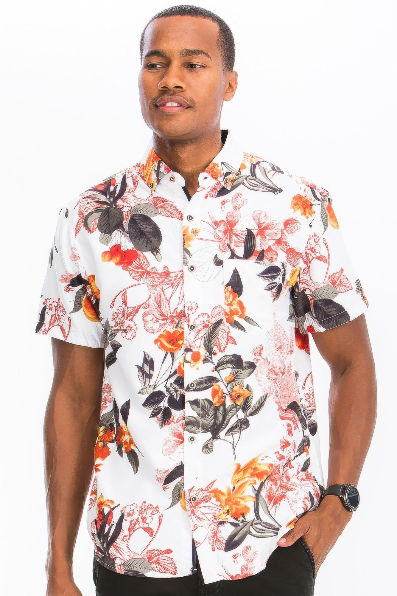 Hawaiian Print Button Down Shirt