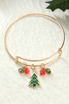 Gold Christmas Candy Cane Beading Pendant Bracelet