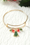 Gold Christmas Candy Cane Beading Pendant Bracelet