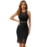 New Lace Bandage Hollow Lace Mid Length Dress