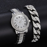 Diamond Crystals Watch and Bracelet Set