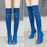 Over The Knee Denim Boots