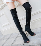 Over The Knee Denim Boots