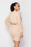 Ruched Long Sleeve And Skirt Set