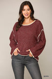 Two-Tone Round Neck Sweater Top