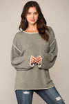 Two-Tone Round Neck Sweater Top