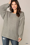 Two-Tone Round Neck Sweater Top