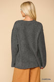 V-neck Solid Soft Sweater Top With Cut Edge