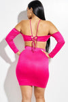 Spandex Spaghetti Strap Halter Neck Off The Shoulder Top And Skirt 2 Piece Set