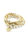 Fashion Metal Pearl Bead Stretch Multi Bracelet