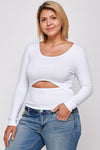 Solid Round Neck Top With Long Sleeves And Cut-out Detail
