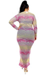 Plus Size See-through Gradient Fishnet Overlay Dress