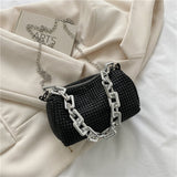 Rhinestone Silver Chain Shoulder Bag