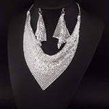Chic Style Shining Metal Slice Bib Choker Necklaces Earrings Sets