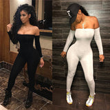 Sexy Womens Long Sleeve Off Shoulder Bodycon Jumpsuit Romper