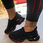 Women Sneakers Rivet Platform Wedges Casual Anti-Slip Breathable Running Slip On