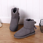 Fashion Ankle Bowknot Snow Boots Genuine Leather