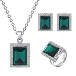 ZOSHI Wedding Jewelry Crystal Bridal Gifts Square Necklace Earrings Ring Set 3pcs Jewelry Sets Brides Women Jewelry Sets