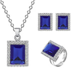 ZOSHI Wedding Jewelry Crystal Bridal Gifts Square Necklace Earrings Ring Set 3pcs Jewelry Sets Brides Women Jewelry Sets
