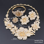 New Women Wedding Bridal Crystal Multi Flower Cluster Statement Necklace Dangle Earrings Bangle Ring Jewelry Set