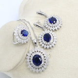 Natural Blue Zircon White Crystal Jewelry Sets