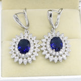 Natural Blue Zircon White Crystal Jewelry Sets