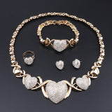 Luxury Bridal Wedding Necklace Earrings Set Costume Heart Shape Design