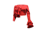 New Fashion Ruffle Solid Color Single Side Splicing Top