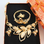 Gold Plated Leaf Shape Necklace Jewelry Set