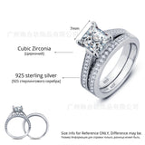 New! Real 925 Sterling Silver Princess Cut Wedding Ring Sets