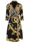 Vintage Print Women Dress 3/4 Sleeve Dresses