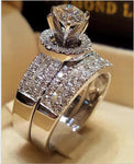 Crystal White CZ Stone 925 Silver Ring Set