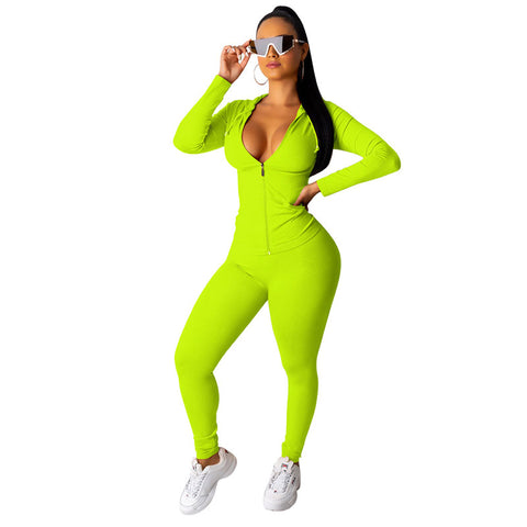 Women Long Sleeve Two Piece Suits Hooded Tracksuit